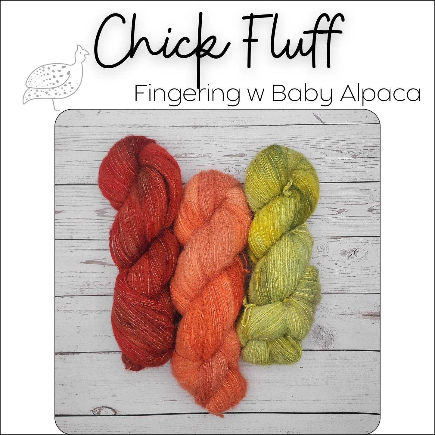 Chick Fluff Tonals Red, Orange, and Green