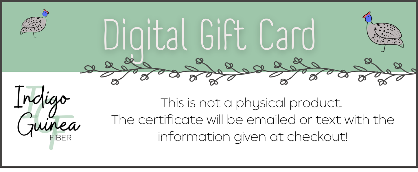 Gift Certificates for Indigo Guinea Fiber