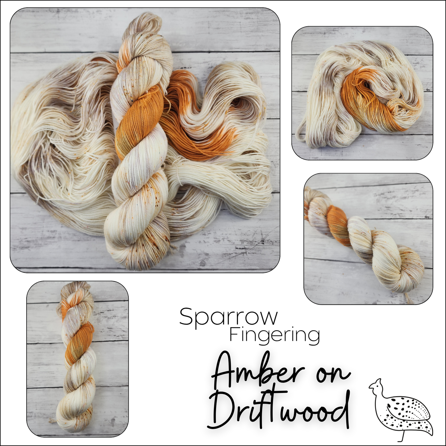 Sparrow Amber on Driftwood